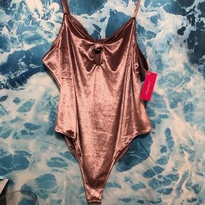 Pink Velvet Bodysuit, stretchy